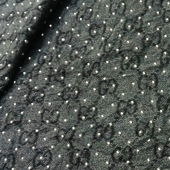 Gucci Rare Vintage Studded Dark Grey & Silver Reversible GG Logo Print Shawl - Picture 7 of 10